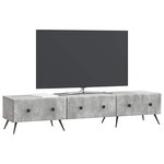vidaXL Meuble TV Gris béton 147 x 34 5 x 30 cm Bois d'ingénierie
