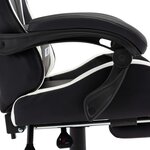 vidaXL Fauteuil de jeux vidéo et repose-pied Blanc et noir Similicuir