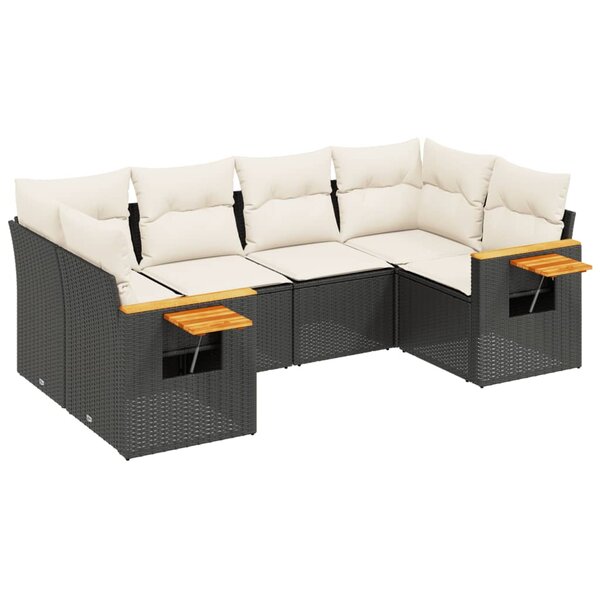 vidaXL Salon de jardin 6 Pièces avec coussins noir résine tressée