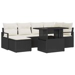 vidaXL Ensemble de canapé de jardin avec coussin 7 Pièces Noir et crème