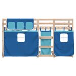 vidaXL Lit superposé avec rideaux bleu 80x200 cm bois pin massif