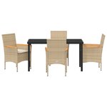 vidaXL Ensemble de salle à manger de jardin 5 pièces avec coussins en rotin poly beige