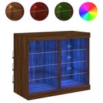 vidaXL Buffet avec lumières LED chêne marron 81x37x67 cm