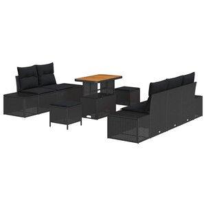 vidaXL Ensemble de canapé de jardin 8 Pièces Noir 90 x 55 x 71 cm