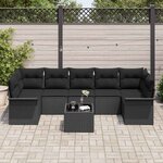 vidaXL Ensemble de canapé de jardin avec coussin 8 Pièces Noir polyrotin