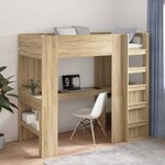 vidaXL Cadre de lit superposé avec bureau Chêne Sonoma 90 x 200 cm