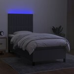 vidaXL Sommier à lattes de lit et matelas et LED Gris foncé 100x200 cm