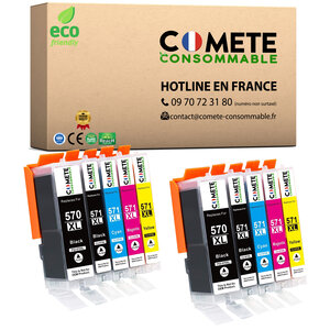 570XL 571XL - 10 cartouches compatibles avec Canon 570 571 XL - COMETE