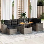 vidaXL Salon de jardin 8 Pièces avec coussins gris résine tressée