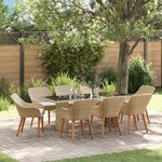 vidaXL Ensemble de salle à manger de jardin 9 pièces en poly rattan beige