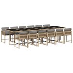 vidaXL Ensemble à manger de jardin coussins 13 Pièces mélange beige rotin