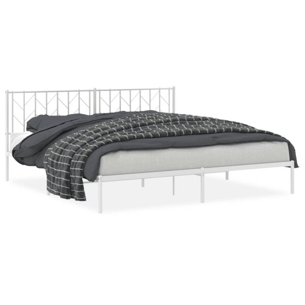 vidaXL Cadre de lit métal avec tête de lit blanc 193x203 cm