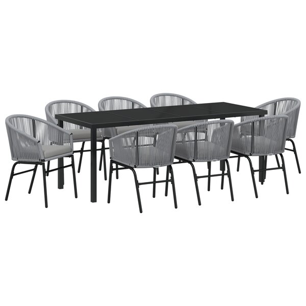 vidaXL Set de jardin 9 pièces Gris Rotin Poly