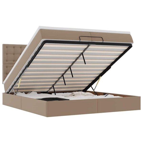 VidaXL Cadre de lit ottoman et matelas cappuccino 200x200cm similicuir