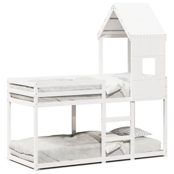 vidaXL Lit superposé sans matelas blanc 90x200 cm bois de pin massif