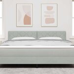 vidaXL Tête de lit LED blocs diamants grise clair 180 cm en velours