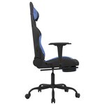 vidaXL Chaise de jeu de massage avec repose-pied Noir et bleu Tissu