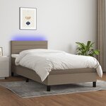 vidaXL Sommier à lattes de lit avec matelas LED Taupe 80x200 cm Tissu