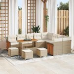 vidaXL Ensemble de canapé de jardin avec coussin 13 Pièces beige et crème