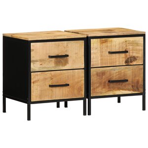 vidaXL Ensemble de tables de chevet 2 Pièces 40x35x50 cm Bois massif brut de manguier
