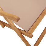 vidaXL Chaise pliable de plage taupe bois d'eucalyptus massif et tissu