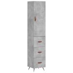 vidaXL Buffet haut Gris béton 34 5x34x180 cm Bois d'ingénierie
