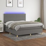 vidaXL Sommier à lattes de lit et matelas et LED Gris foncé 160x200 cm