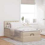 vidaXL Lit ottoman avec matelas crème 90x200 cm tissu
