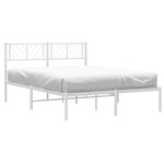 vidaXL Cadre de lit métal sans matelas et tête de lit blanc 120x190 cm