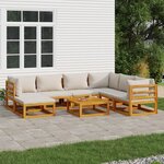 vidaXL Salon de jardin 8 Pièces avec coussins gris clair bois massif