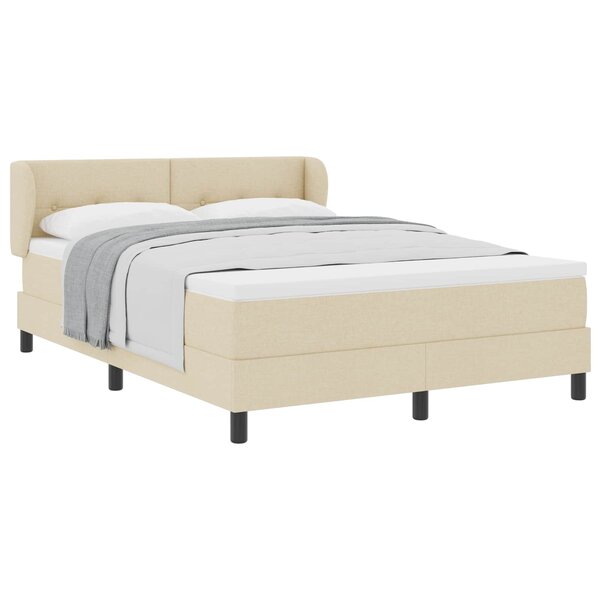vidaXL Lit à ressorts avec matelas Crème 140 x 200 cm tissu