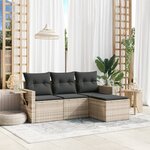 vidaXL Salon de jardin 4 Pièces avec coussins gris clair résine tressée