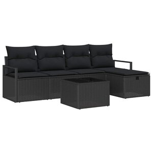 vidaXL Ensemble de canapé de jardin 6 Pièces Noir 230 x 117 x 85 cm