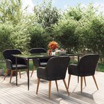vidaXL Ensemble de salle à manger de jardin avec coussins 5 Pièces Noir