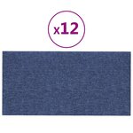 vidaXL Panneaux muraux 12 Pièces Bleu 30x15 cm Tissu 0 54 m²