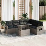 vidaXL Salon de jardin avec coussins 7 Pièces gris résine tressée