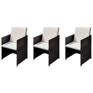 vidaXL Chaises de jardin 3 Pièces Marron 56 x 52 x 87 cm Poly rotin