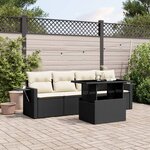 vidaXL Salon de jardin 5 Pièces avec coussins noir résine tressée
