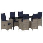 vidaXL Ensemble de salle à manger pour jardin 7 Pièces Noir polyrotin