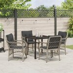 vidaXL Ensemble de jardin de 5 pièces avec coussins en rotin poly gris clair