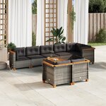 vidaXL Salon de jardin 9 Pièces avec coussins gris résine tressée
