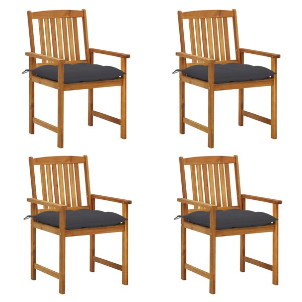 vidaXL Chaises de jardin avec coussins lot de 4 Bois d'acacia massif