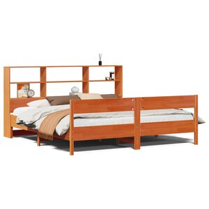 vidaXL Lit bibliothèque sans matelas cire marron 180x200 cm pin massif
