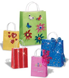 Paquet de 10 Sacs Cadeau 120 x 55 x 150 mm Assortis FOLIA