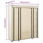 vidaXL Armoire avec compartiments et tiges Crème 150x45x176 cm Tissu