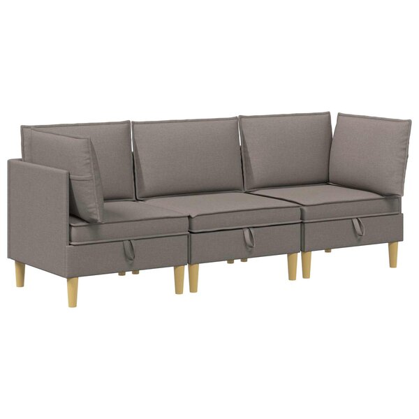 vidaXL Canapé modulaire avec rangement 3 pc Taupe Tissu