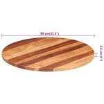vidaXL Dessus de table bois massif d'acacia rond 25-27 mm 80 cm