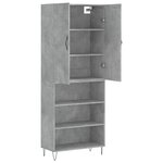 vidaXL Buffet haut Gris béton 69 5x34x180 cm Bois d'ingénierie