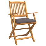 Chaises de jardin pliantes vidaXL avec coussin gris 8 pièces en bois d'acacia massif