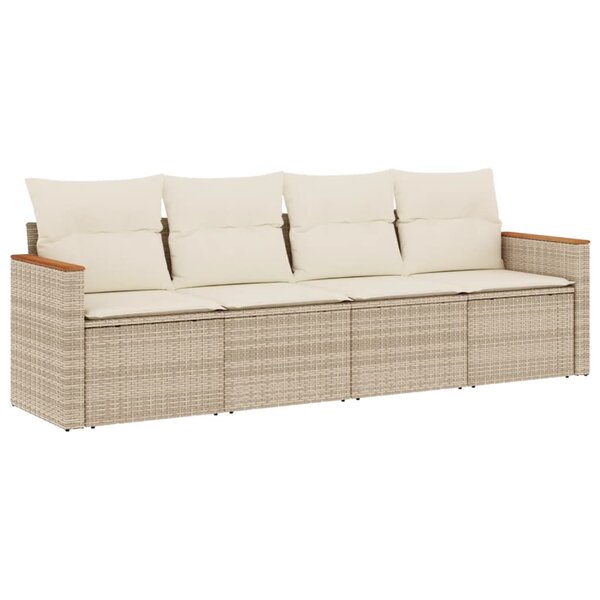 vidaXL Salon de jardin avec coussins 4 Pièces beige résine tressée